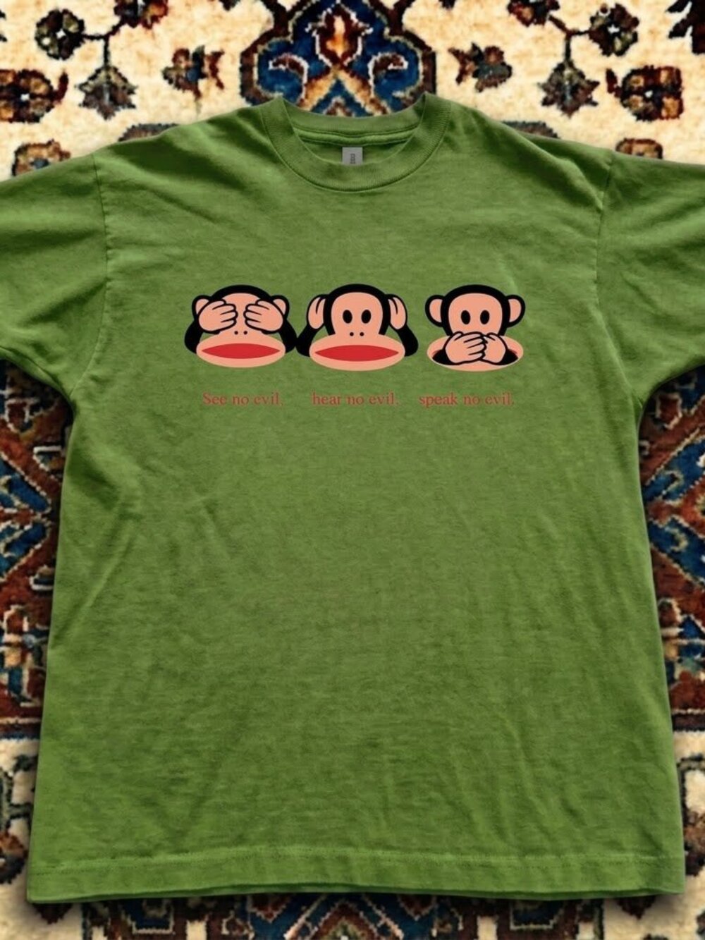 Paul Frank Three Wise Monkeys Graphic T-Shirt | Green Vintage Tee